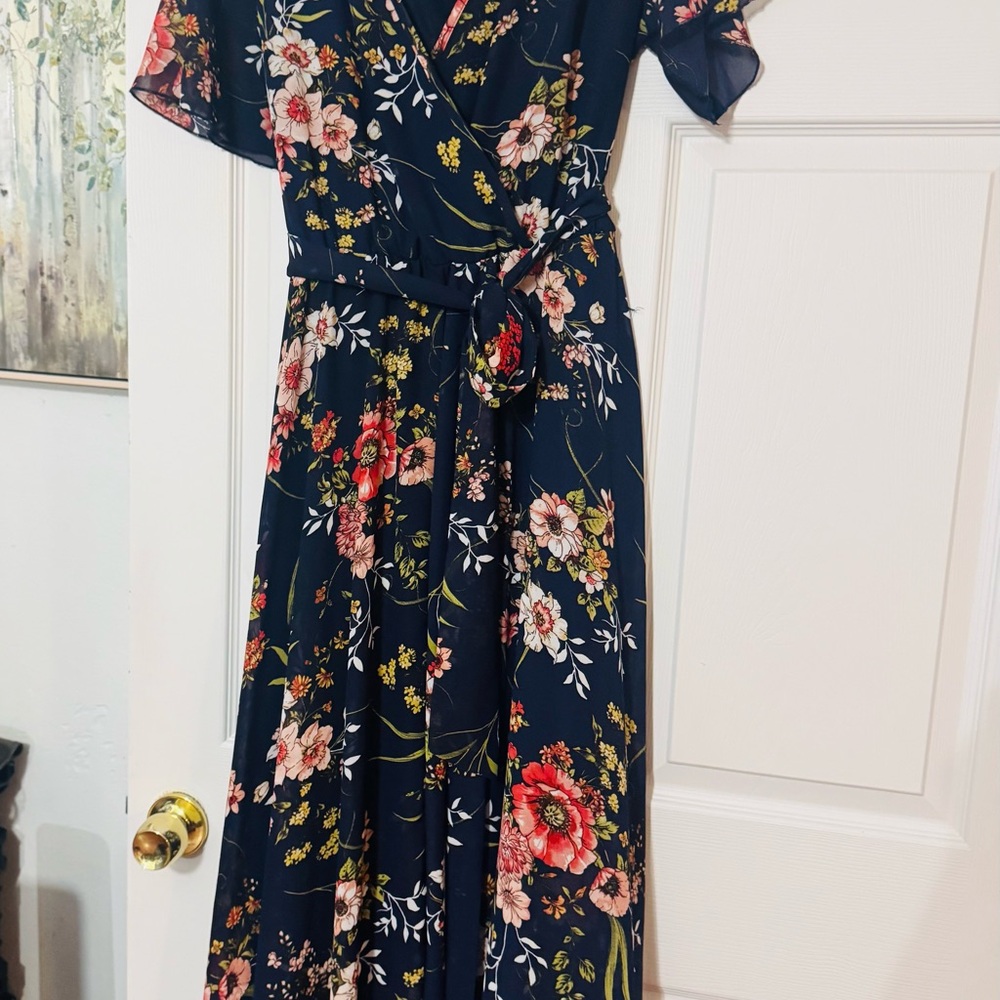 Floral Navy Wrap Dress